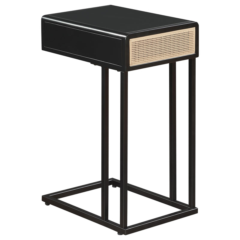  Coaster Furniture Amherst 931631 1-Drawer Radio Weave Cane Metal Side Table - Black IMAGE 5