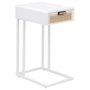 Coaster Furniture Amherst 931632 1-Drawer Radio Weave Cane Metal Side Table - White IMAGE 1