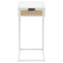  Coaster Furniture Amherst 931632 1-Drawer Radio Weave Cane Metal Side Table - White IMAGE 2