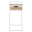  Coaster Furniture Amherst 931632 1-Drawer Radio Weave Cane Metal Side Table - White IMAGE 3