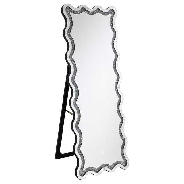  Coaster Furniture Brixey 961473 24 x 63 Inch LED Lighting Standing Floor Mirror - Black IMAGE 1