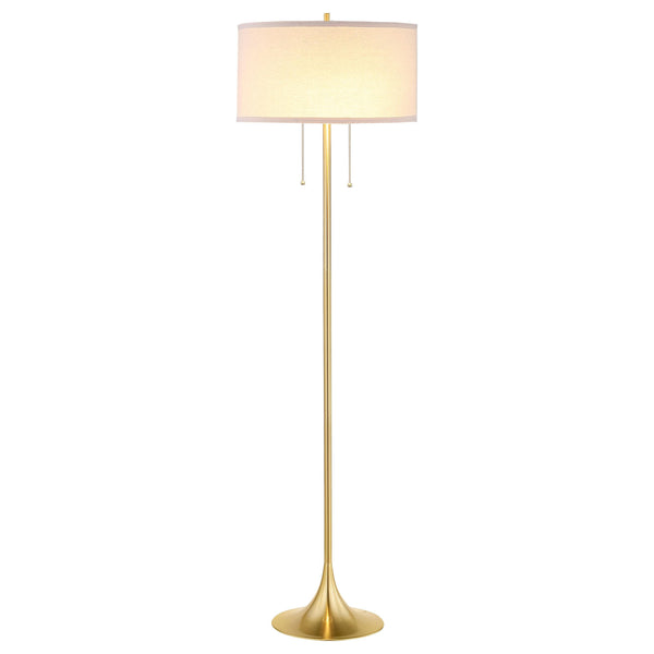  Coaster Furniture Elmira 920240 65-inch Drum Shade Metal Floor Lamp - Gold IMAGE 1