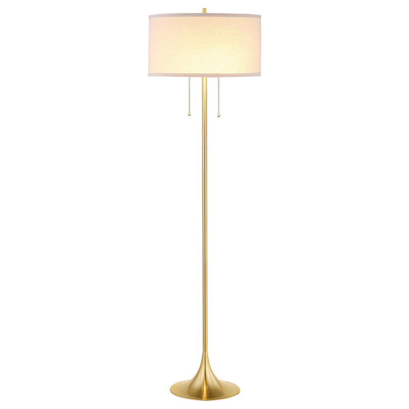  Coaster Furniture Elmira 920240 65-inch Drum Shade Metal Floor Lamp - Gold IMAGE 1