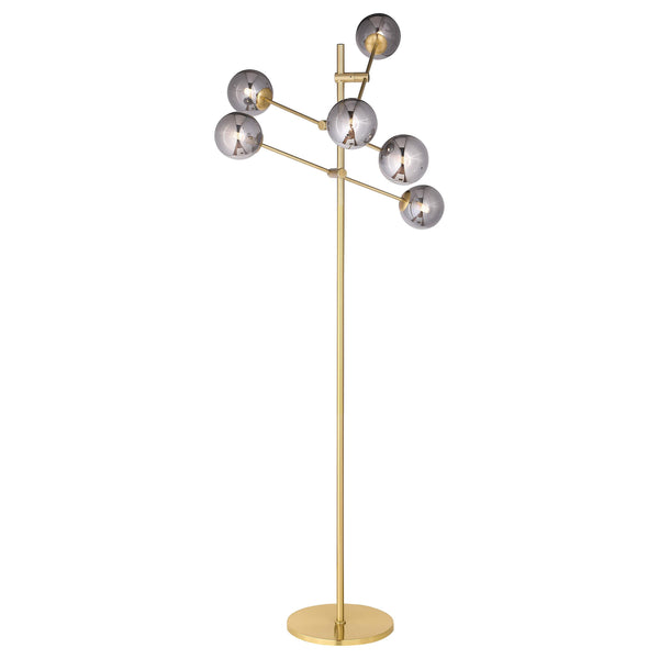  Coaster Furniture Exline 920248 62-inch Molecular Smoked Orb Metal Floor Lamp - Gold IMAGE 1