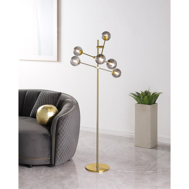  Coaster Furniture Exline 920248 62-inch Molecular Smoked Orb Metal Floor Lamp - Gold IMAGE 2