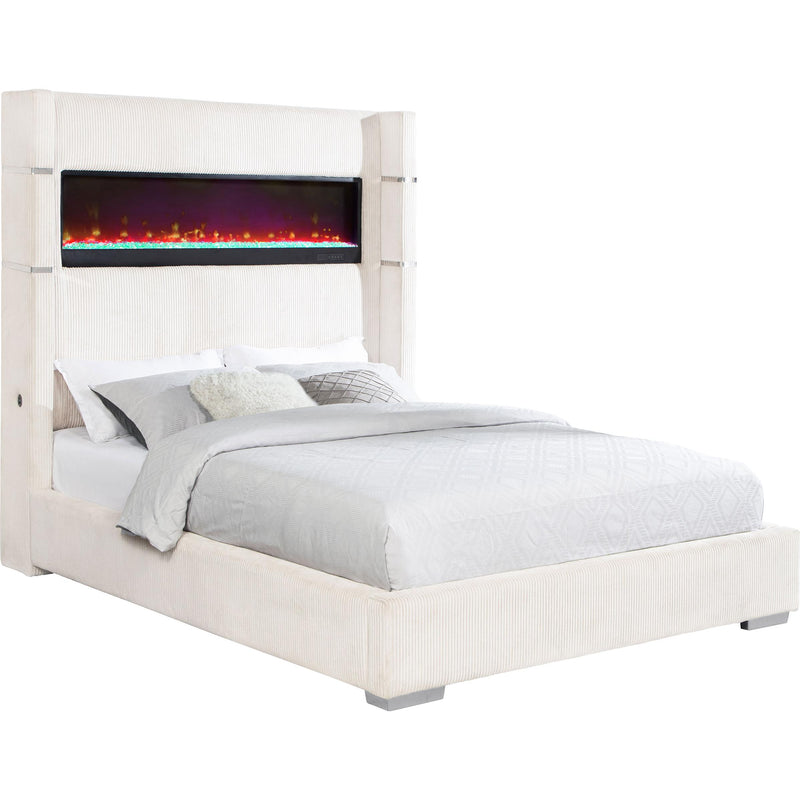 Coaster Furniture Tisdall 306032Q Upholstered Queen Flame Visualizer Bed - Cream IMAGE 3