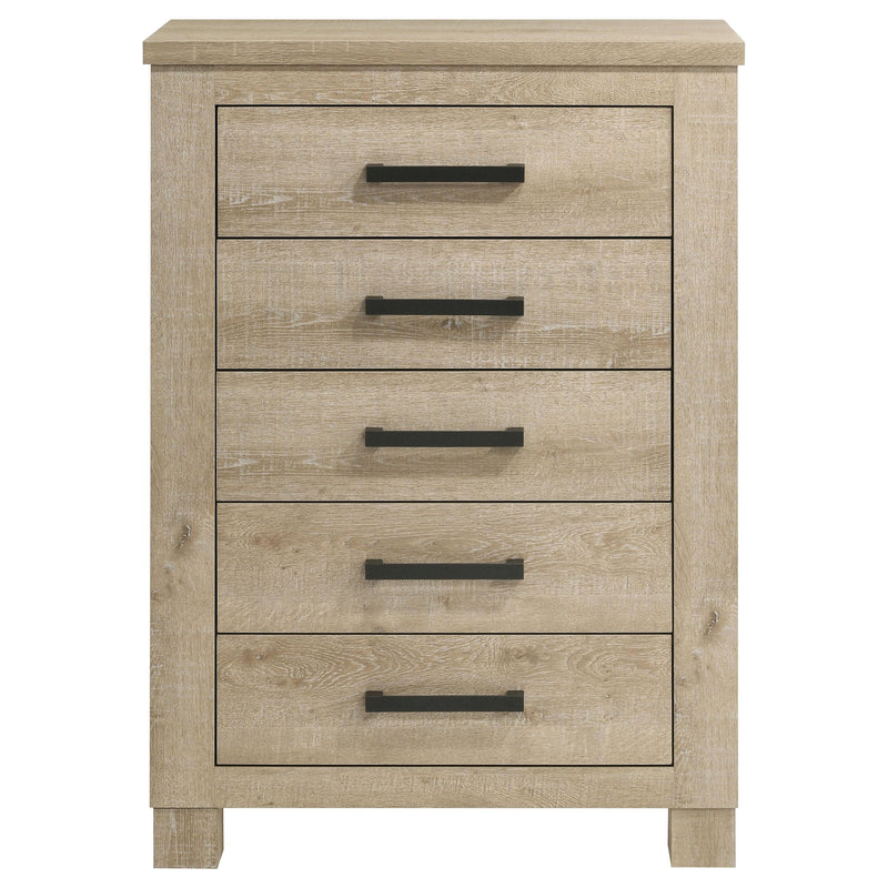  Coaster Furniture Oakglen 225105 5-drawer Chest - Weathered Oak IMAGE 3