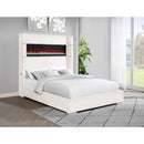  Coaster Furniture Tisdall 306032KE Upholstered King Flame Visualizer Bed - Cream IMAGE 2