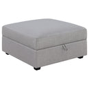  Coaster Furniture Cambria 551513 Square Upholstered Storage Ottoman - Grey IMAGE 1