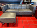 Gray Leather Sofa with ottoman