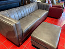 Gray Leather Sofa with ottoman