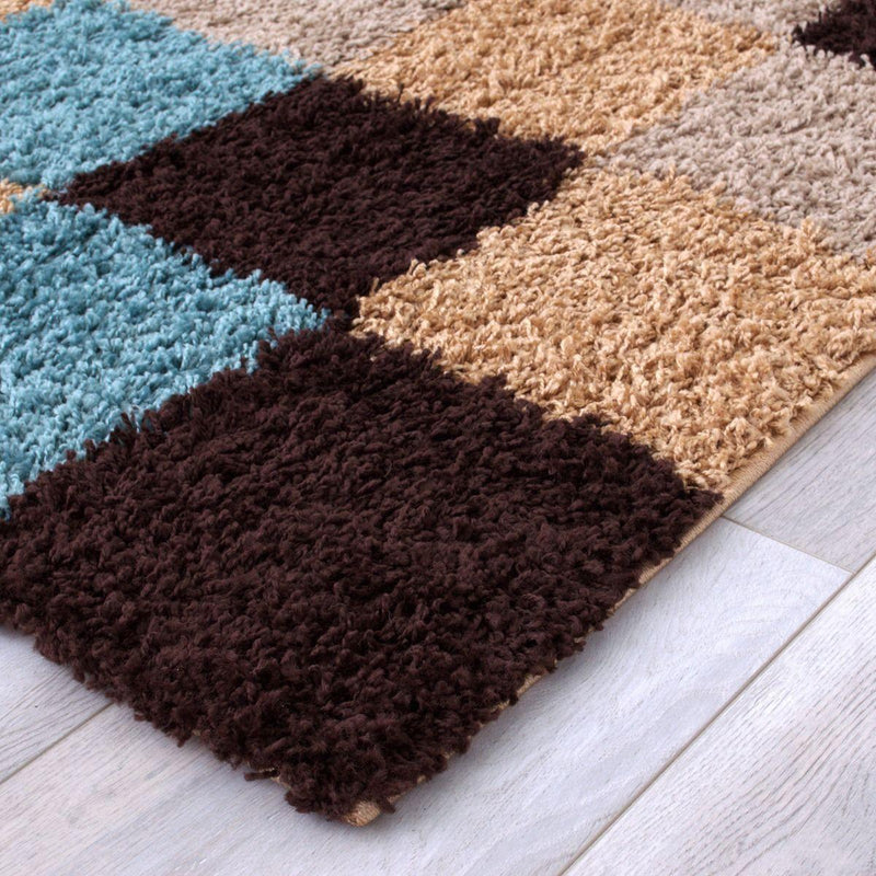 Persian Weavers Rugs Rectangle Deluxe Shag Checkered (Mocha) 6'X9' IMAGE 3