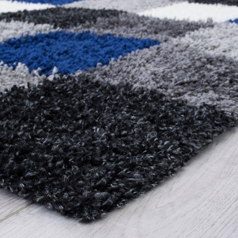Persian Weavers Rugs Rectangle Deluxe Shag Checkered (Blue-Shadow) 6'X9' IMAGE 3