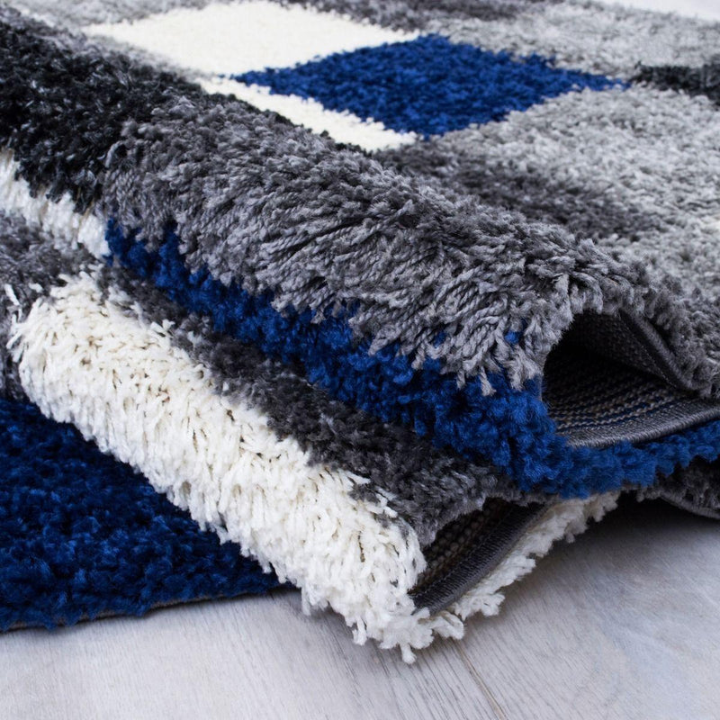 Persian Weavers Rugs Rectangle Deluxe Shag Checkered (Blue-Shadow) 6'X9' IMAGE 4