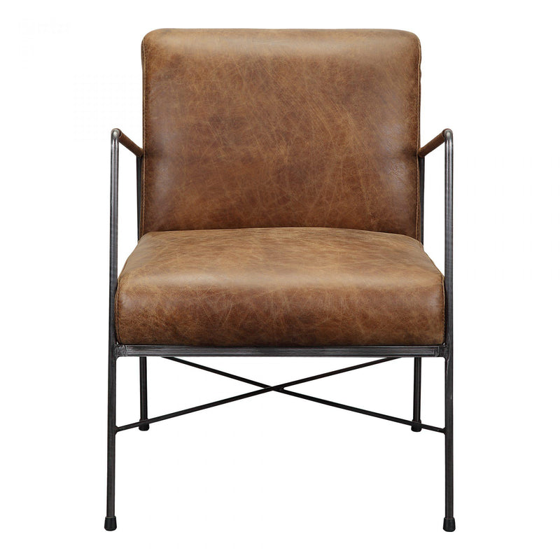 Moe's Home Collection Dagwood Stationary Leather Accent Chair PK-1089-14 IMAGE 1