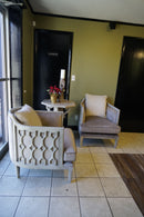 Accent Chair with Exposed Wood Barrel Back