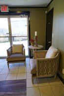 Accent Chair with Exposed Wood Barrel Back