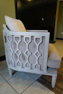 Accent Chair with Exposed Wood Barrel Back