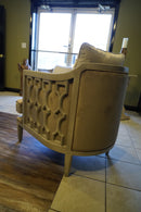 Accent Chair with Exposed Wood Barrel Back