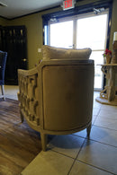 Accent Chair with Exposed Wood Barrel Back