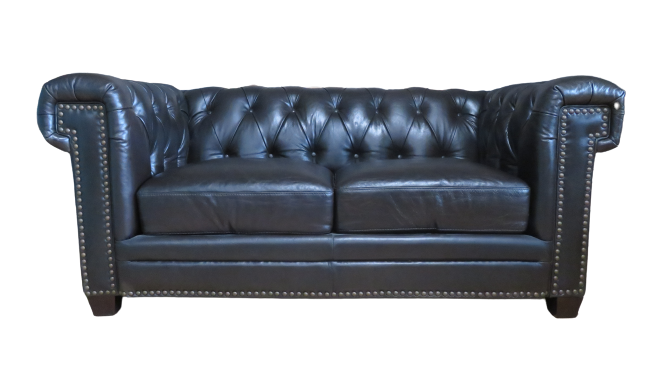 Hilton Loveseat Leather Black